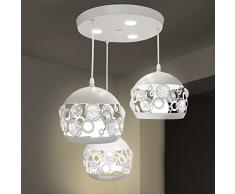 Lampadario a Sospensione Moderno con 3 Globi forati in stile Arabesque in alluminio verniciato opaco Lunghezza filo 100cm Sfere circolari Modern Vintage Cucina Salotto Corridoio Camera da letto