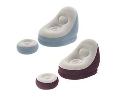 Bestway 75053 | Poltrona Gonfiabile Con Pouf Comfort Cruiser, 122x94x81cm, 2 Colori Assortiti: Prugna scuro e Azzurro