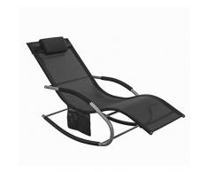SoBuy® OGS28-SCH, Poltrona Dondolo, Sdraio Relax, Sedia a Sdraio, con Taschina, Nero,