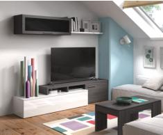 CAESAROO Parete attrezzata Porta TV 200 cm Nova Bianco Lucido e Grigio Cenere - Bianco Lucido e Grigio Cenere