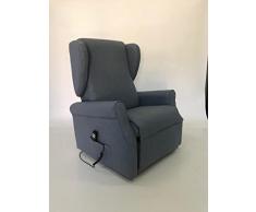 POLTRONE ITALIA XXL 3 Motori Consegna al piano Poltrona Alzapersona Relax Taglie Forti 250 kg Made in Italy meccanica Motion antimacchia Blu denim