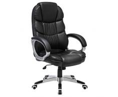 SONGMICS Ufficio Girevole Office Poltrona Sedia, Portata Massima 150 kg, Finta Pelle, 70×(114-124) cm