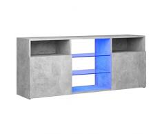 vidaXL Mobile Porta TV con Luci LED Grigio Cemento 120x30x50 cm