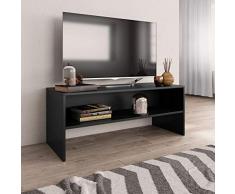 vidaXL Mobile TV con Vano a Giorno Stile Classico Pratico Credenza Armadietto Basso Multimediale Nero 100x40x40 cm in Truciolato