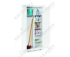 Armadio stipo, stile classico, in legno massello e mdf con rifinitura in bianco lucido - Mis. 87 x 40 x 192
