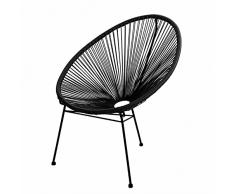 VERDELOOK Poltrona da Giardino Alba, mobili da Esterni, 72x90 cm, Nero