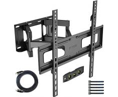 BONTEC Supporto TV Parete per Television da Plasma LED LCD Piatti e Curvi 23-70 inch, Inclinazione Girevole Staffa per TV con Doppio Braccio Peso fino a 45kg, Max VESA 400x400mm,con Fascette per Cavi