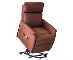 LANHA Poltrona Relax Motorizzata Alzapersona Elettrica con Massaggio per Anziani, Divano reclinabile Elettrico in Tessuto con Tasche Laterali, per Soggiorno, Grande (Marrone)
