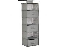 Amazon Basics Scaffale da appendere nell’armadio con 3 cassetti removibili, 6 livelli, Grigio, 17.53 D x 34.54 W x 30.99 H cm