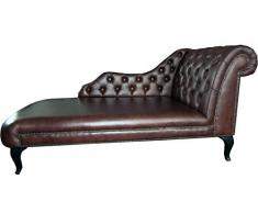 JVmoebel Chaise Lounge Chesterfield, sedia a sdraio in pelle con imbottitura in stile country