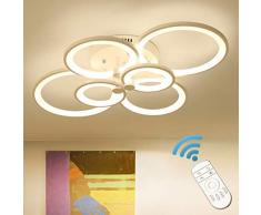 Ganeed Plafoniera a LED, 6 Anelli 72W Lampadario Dimmerabile Lampada Creativo in Acrilico Illuminazione a Soffitto Lampada da Soffitto Moderna con Telecomando per Camera da Letto Soggiorno Studio