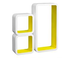 Laneetal Set di 3 Mensole a Cubo da Parete Mensole Colorate Porta Libri a Muro Design Moderno Scaffale retrò per Decora Soggiorno, Giallo 0640011
