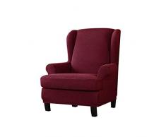 SINKITA Addensare Sedia Poltrona,Caratteristica Morbida Fodera per Sedia A Orecchioni Elasticizzato Coprisedili Wingback Elastico Tinta Unita Divano Protector Mobili Universale-Vino rosso-2lenzuolo