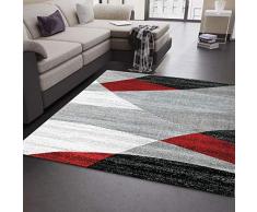 VIMODA Moderno Soggiorno Tappeto Disegno Geometrico Erica in Marrone Beige - Öko-Tex Certificato - Rosso, 80 cm x 150 cm