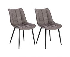 WOLTU Sedie da Pranzo con Schienale Senza Braccioli Sgabello in Ecopelle per Cucina Grigio Scuro BH207dgr-2