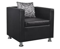 vidaXL Poltrona cubo in pelle nera poltrona divanetto design moderno quadrata