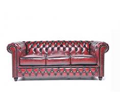 The Chesterfield Brand -Divano Chester Brighton Rosso Antico-3 posti-Pelle vera-Fatto a mano