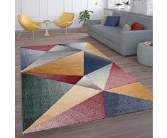 Tappeto Salotto Pelo Corto Motivo Geometrico Diamante Moderno con Effetto 3D, Dimensione:160x230 cm, Colore:Multicolore