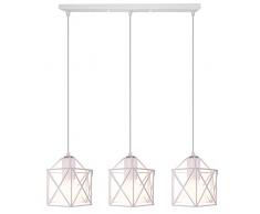 PETITES ECREVISSES Lampadario a Sospensione Vintage 3 Luci Industriale E27 Plafoniera Retro in Metallo gabbia Lampada da soffitto per Cucina Salotto (Bianco)