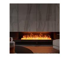 Camino Elettrico Camino elettrico da incasso for interni domestici Camino a effetto fiamma reale con telecomando, pannello in metallo, protezione di sicurezza for lo spegnimento, nero Caminetti Decora