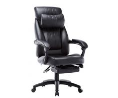 IntimaTe WM Heart Sedia da Ufficio, Ergonomica Sedia da Scrivania, Poltrona Girevole Ufficio con braccioli regolabili, Sedia in pelle con poggiapiedi, Inclinazione Tilt sincrono 360 girevole, Nero