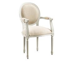 Moycor 14421J - Poltrona Vintage tappezzata in Bianco Antico, 61x59x102