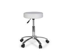 Amstyle Leon - Sgabello girevole da lavoro, imbottito, Bianco