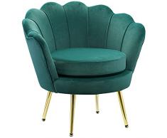 homcom Poltrona Vintage di Design in Velluto Verde, Poltroncina da Camera con Schienale Alto 76x67x74cm