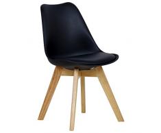 WOLTU® BH29sz-1 Sedie per Sala da Pranzo Sedia Cucina Sgabello con Schienale Seduta Ecopelle e Plastica Gambe in Legno di Faggio Moderno 1 Pezzo Nero