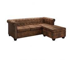 cornice in legno mobili di qualsiasi Sala de estar 145,5/ x 76/ x 70/ cm tappezzeria in pelle artificiale SHENGFENG divano Chesterfield marrone