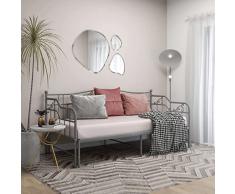 Homgoday Telaio Divano Letto Estraibile Grigio in Metallo 90x200 cm, Letto Giroletto Telaio, Letto Struttura per Soggiorno Camere da Letto