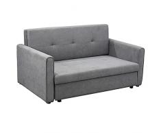 homcom Divano Letto 2 Posti con Vano Contenitore per Salotto, Soggiorno e Camera, Design 2 in 1, in Policotone e Gommapiuma, Grigio