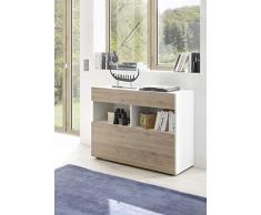 Web Convenienza Madia moderna Bianca Made in Italy - Collezione Sorano con Cassetto e Anta Ribaltabile per Soggiorno e Sala da Pranzo (Rovere)