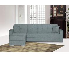 Divano letto angolare Chaise Loung reversibile Destra o Sinistra Kaori con contenitore 3 posti letto 270 x 165 cm (Sasso)