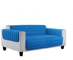 Datex Elegant Copri Divano a Doppia Faccia in Microfibra Anallergica, Multicolore (Grigio Chiaro/Royal), Singolo, 1 Posto