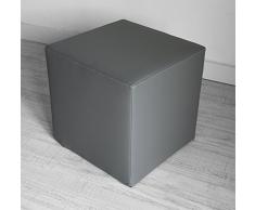 Arketicom DADO pouf puff Cubo Poggiapiedi da Salotto Design in Ecopelle Sfoderabile Imbottito PUR Espanso Comodino Tavolino Quadrato Appoggio per Divano (puf puff puffo pouf puff) panca imbottita portaogetti Grigio 42 cm