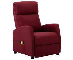 vidaXL Poltrona Massaggiante Reclinabile Poltroncina per Massaggi Divano Singolo Massaggiatore Sedia TV Arredamento Rosso Vino in Tessuto