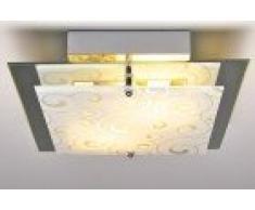 Plafoniera quadrata in metallo con vetro decorato design