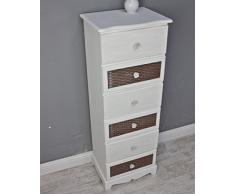 elbmoebel Commode Rose Bianco Beige alto paese casa comodino in legno barocco cassetti Aurora
