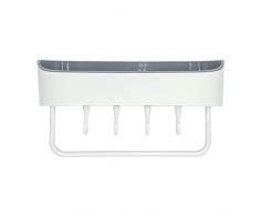 Generico Mensola Doccia o Organizer Lavello Senza Foratura con Ganci - Porta Sapone Adesivo in Plastica per Bagno o Cucina con Porta Asciugamani
