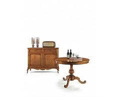 Mar.c.a. Design Tavolo Rotondo da 120 cm., Allungabile 1 Allunga da 40 cm., Finitura Bassano, Colore Noce, Arte Povera, con - Mis. 120X120x75 cm.