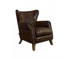 Enfield, poltrona vintage in pelle con borchie in ottone