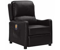 Tidyard Poltrona,Massaggiante,Alzapersona,Relax Reclinabile,Elettrica,Similpelle,Nera,con Poggiapiedi,78,5x93x96,5 cm,Poltrona Relax,Poltrona Reclinabile,Poltrona da TV Salotto,Poltrona per Anziani