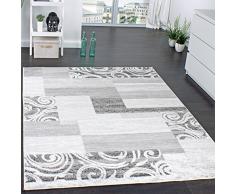 Tappeto di Design per Salotto Arredamento A Pelo Corto Motivo in Grigio Crema, Dimensione:60x100 cm