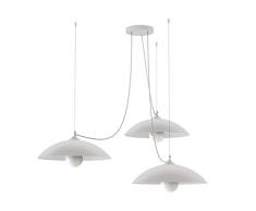 L+, lampada decentrata a sospensione, in metallo, Made in Italy, diametro 30cm, attacco E27, colore BIANCO RAL 9016