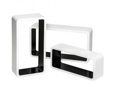 TecTake Set di mensole muro mensola libreria libri cubo pensile scaffale CD - disponibile in diversi colori - (Bianco Nero | No. 401588)