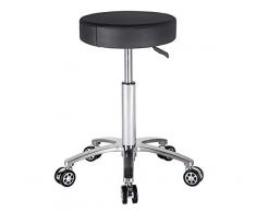 Antlu Sgabello Regolabile con rotelle per Lavoro Cucina Salone, ergonomico Sgabello Girevole (Nero)