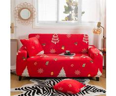 Treer Fodere Copridivani Universale Elasticizzata, 1 2 3 4 Posti Copridivani Elastici Spandex Copridivano Divano Antiscivolo AntiGraffio Decorative Sofa (Buon Natale,3 Posti(190-230cm))