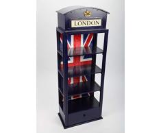 point Home - Scaffale di design London, in legno, stile retrò, cassetto, 105 cm, colore: Blu