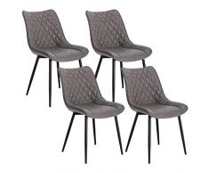 WOLTU BH210dgr-4 4X Sedie da Cucina con Schienale Senza Braccioli Sgabello Imbottito Poltroncina con Rivestimento in Ecopelle Grigio Scuro
